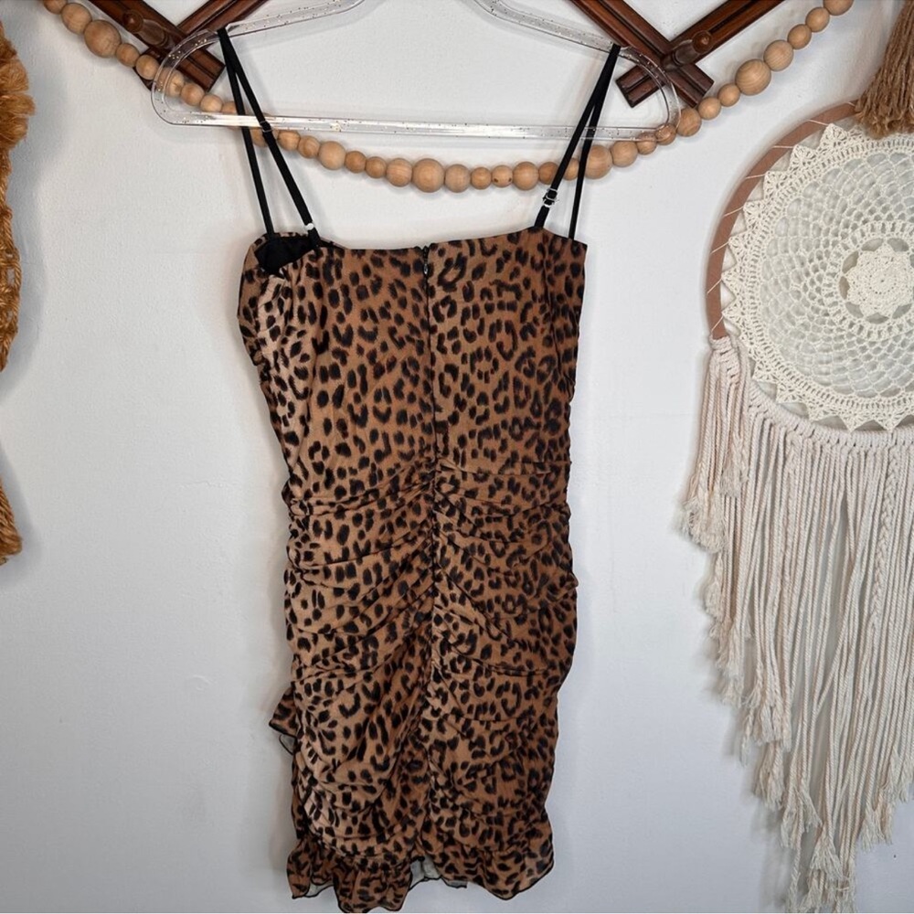 Tiger mist Leopard Print Ruched Slip Dress - Tan & Black - Picture 5 of 5